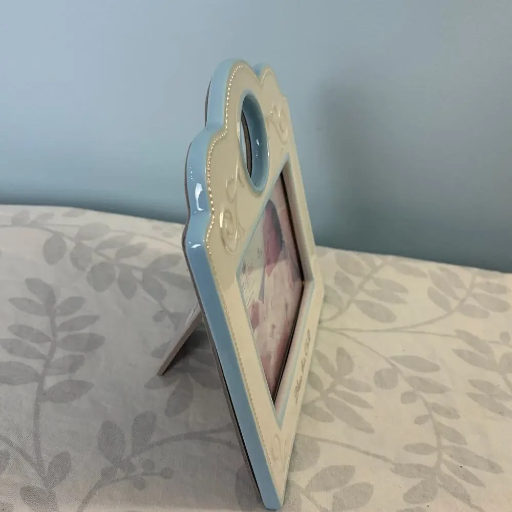 DEMDACO Nat & Jules Bless This Child Ceramic Baby 4x6 Picture Frame Nursery
